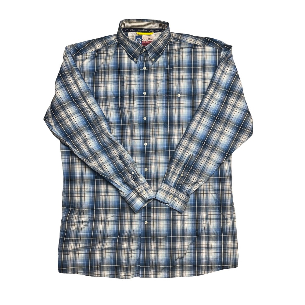 Wrangler George Strait Cowboy Cut Blue Plaid Western Shirt 3XLT MGSB045
